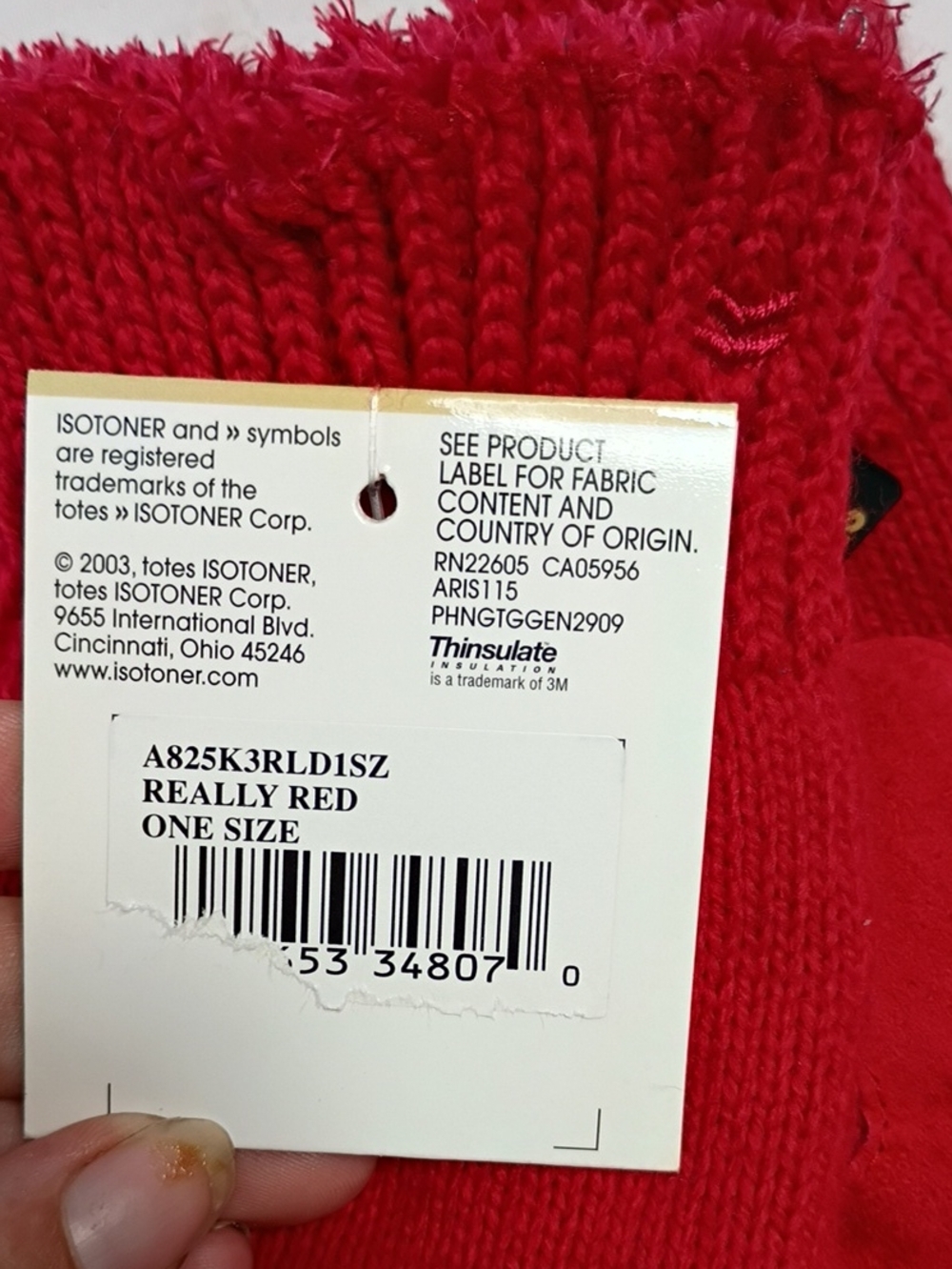 NWT Isotoner Red Knit Gloves with Suede Palm Patch Women's One Size Winter - Picture 3 of 7